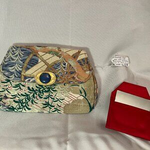 Gump’s San Francisco OBI Silk Clutch • Sterling & Agate Vintage